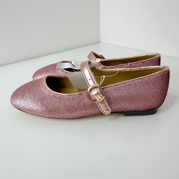J.Crew Crewcuts Girls Sequin Mary Jane Flats Ballet Party Formal Pink K2 NWT - Picture 6 of 13